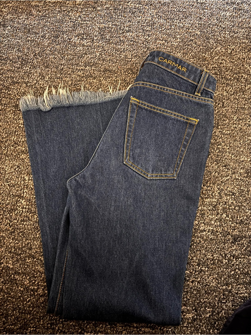 Carmar Dark Blue Straight-Leg Jeans with Raw Hem
